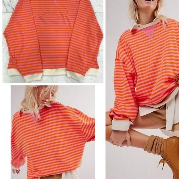 Free People We The Free | Classic Striped Oversized Crewneck | Small - Picture 15 of 16